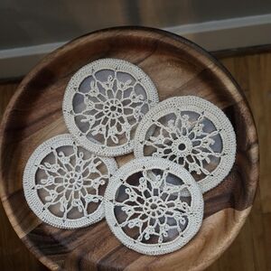 Vintage Handcrafted Crochet Coasters Set Of 4